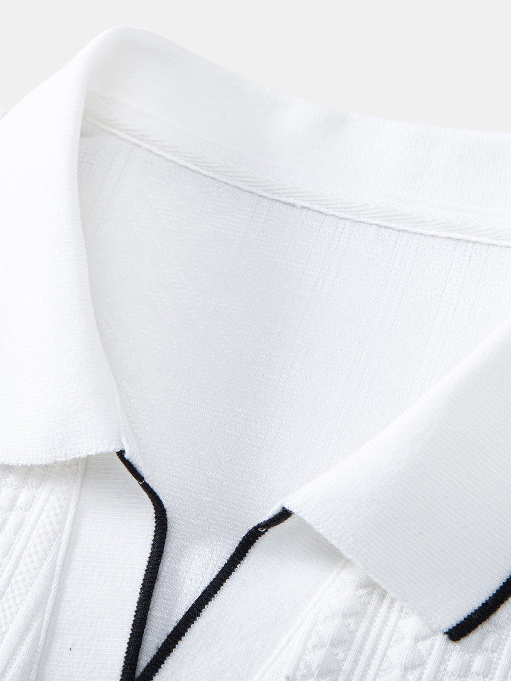 Geometric Jacquard V Neck Polo & Slim Fit Tapered Trousers