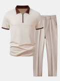 Contrast Trim Zipper Polo & Slim Fit Tapered Trousers