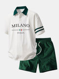 Relax Fit Milano Print Contrast Collar Polo Shirt & Corduroy 7" Shorts