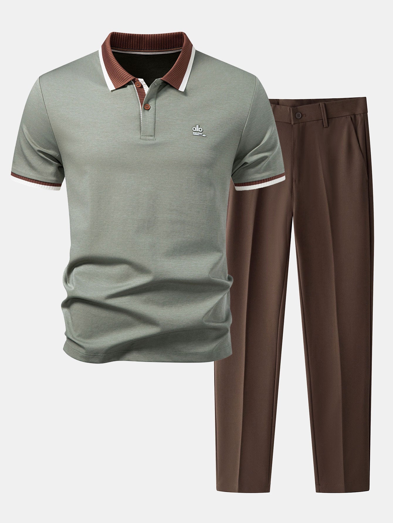 Contrast Trim Polo & Slim Fit Tapered Trousers