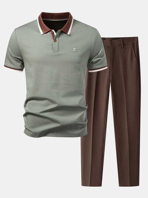 Contrast Trim Polo & Slim Fit Tapered Trousers