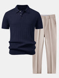 Twisted Jacquard Knit Polo & Slim Fit Tapered Trousers