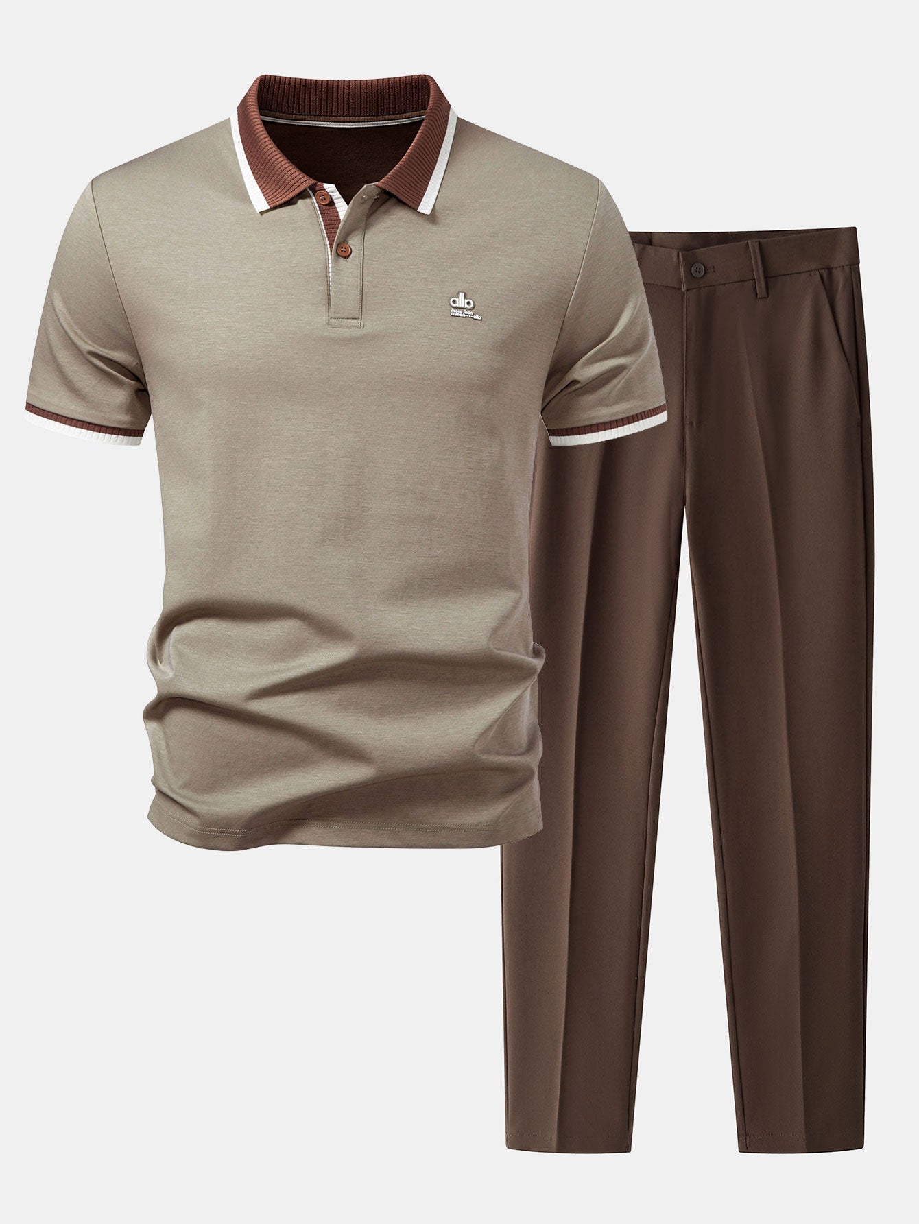 Contrast Trim Polo & Slim Fit Tapered Trousers