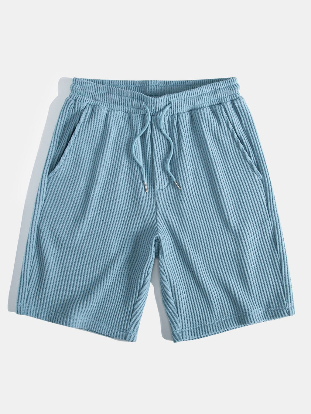 Short Sleeved Waffle Polo & Drawstring Knitted Waffle Shorts