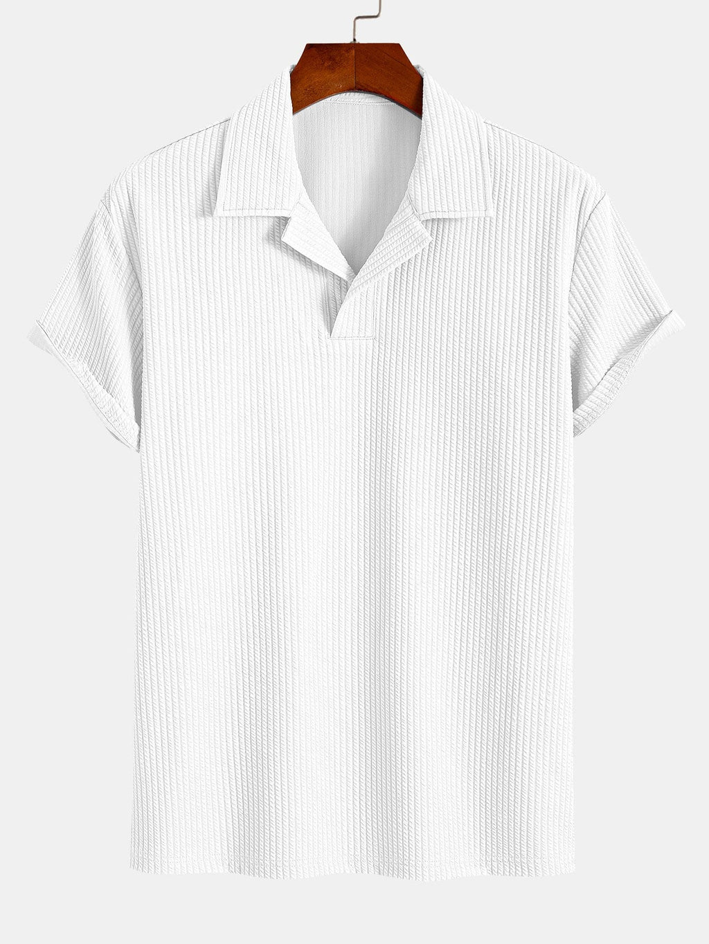 Ribbed Cuban Collar Polo & Straight Leg Ribbed Pants