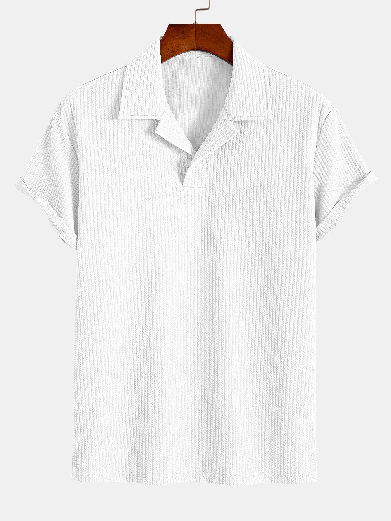 Ribbed Cuban Collar Polo & Straight Leg Ribbed Pants