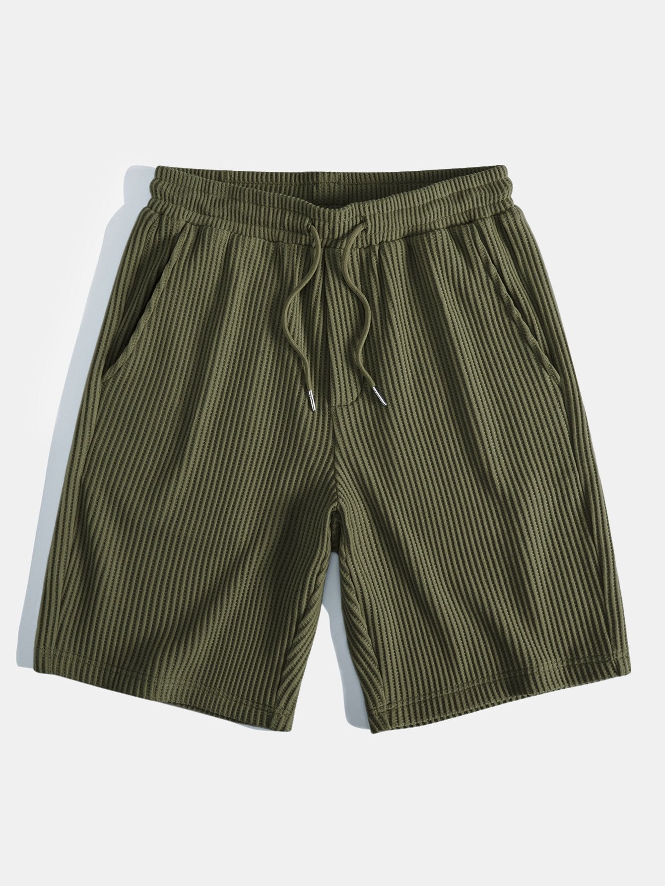 Short Sleeved Waffle Polo & Drawstring Knitted Waffle Shorts