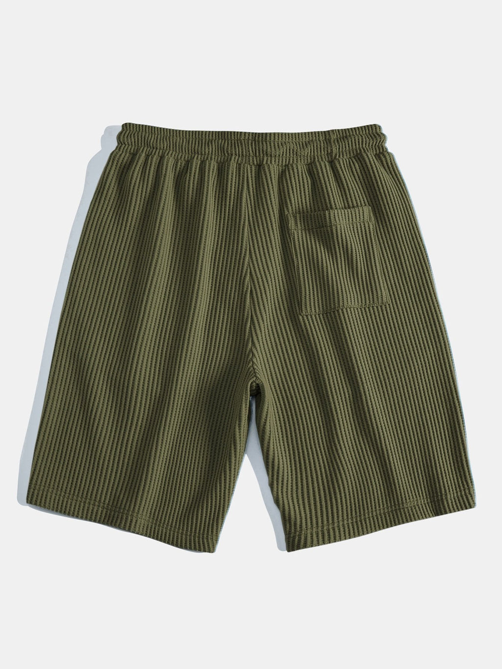 Contrast Knit Waffle Johnny Collar Polo & Drawstring Knitted Waffle Shorts