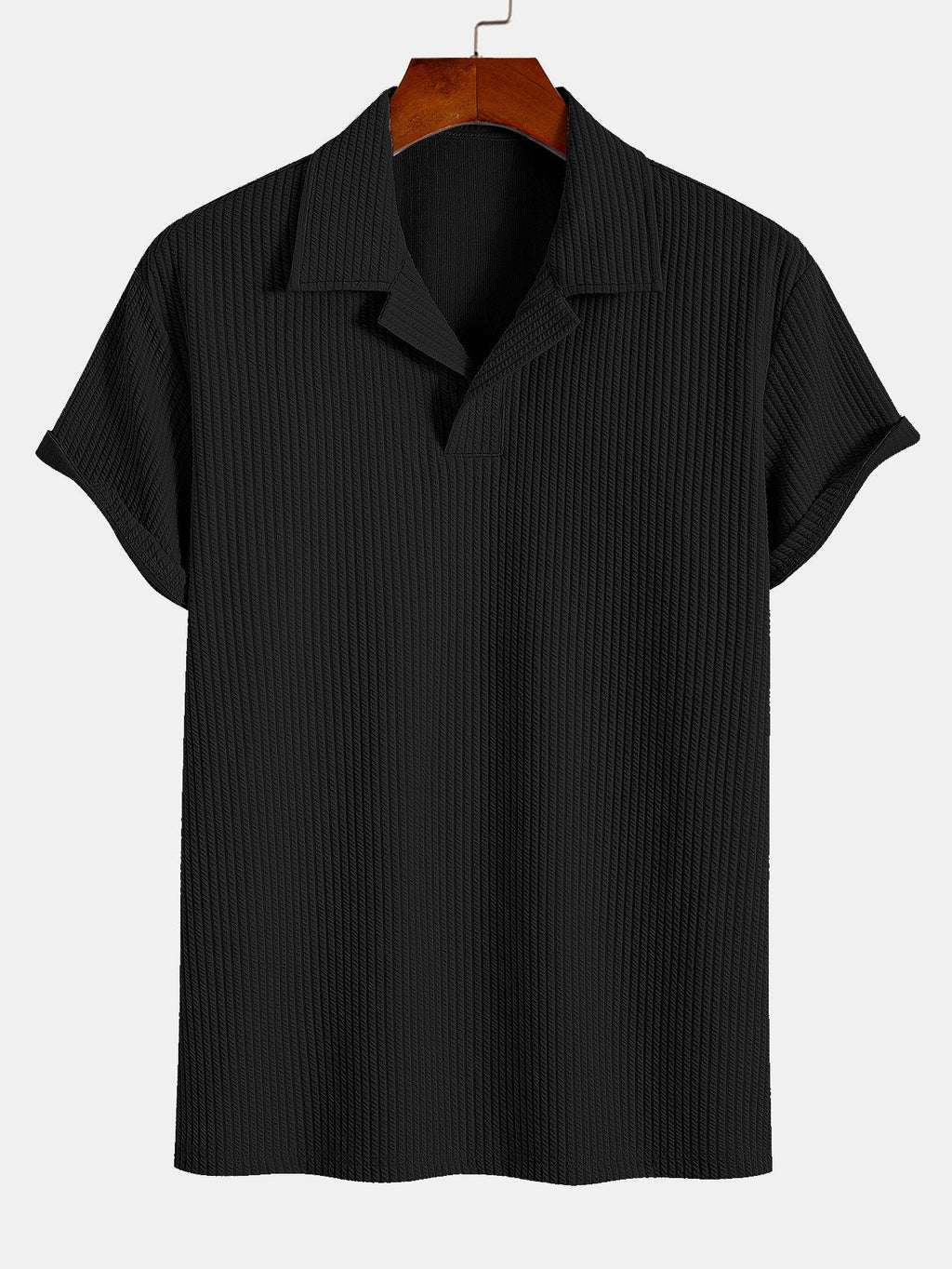 Ribbed Cuban Collar Polo & Straight Leg Ribbed Pants
