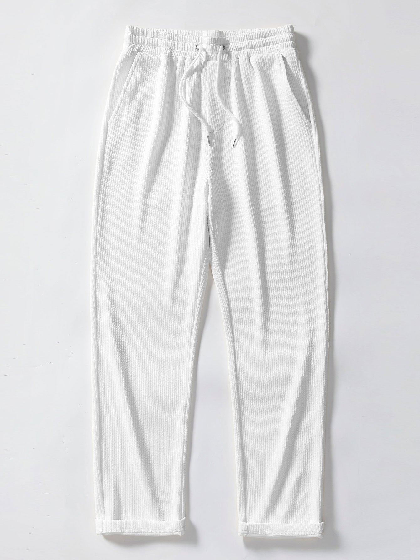 Stripe Johnny Collar Knit Polo & Straight Leg Ribbed Pants