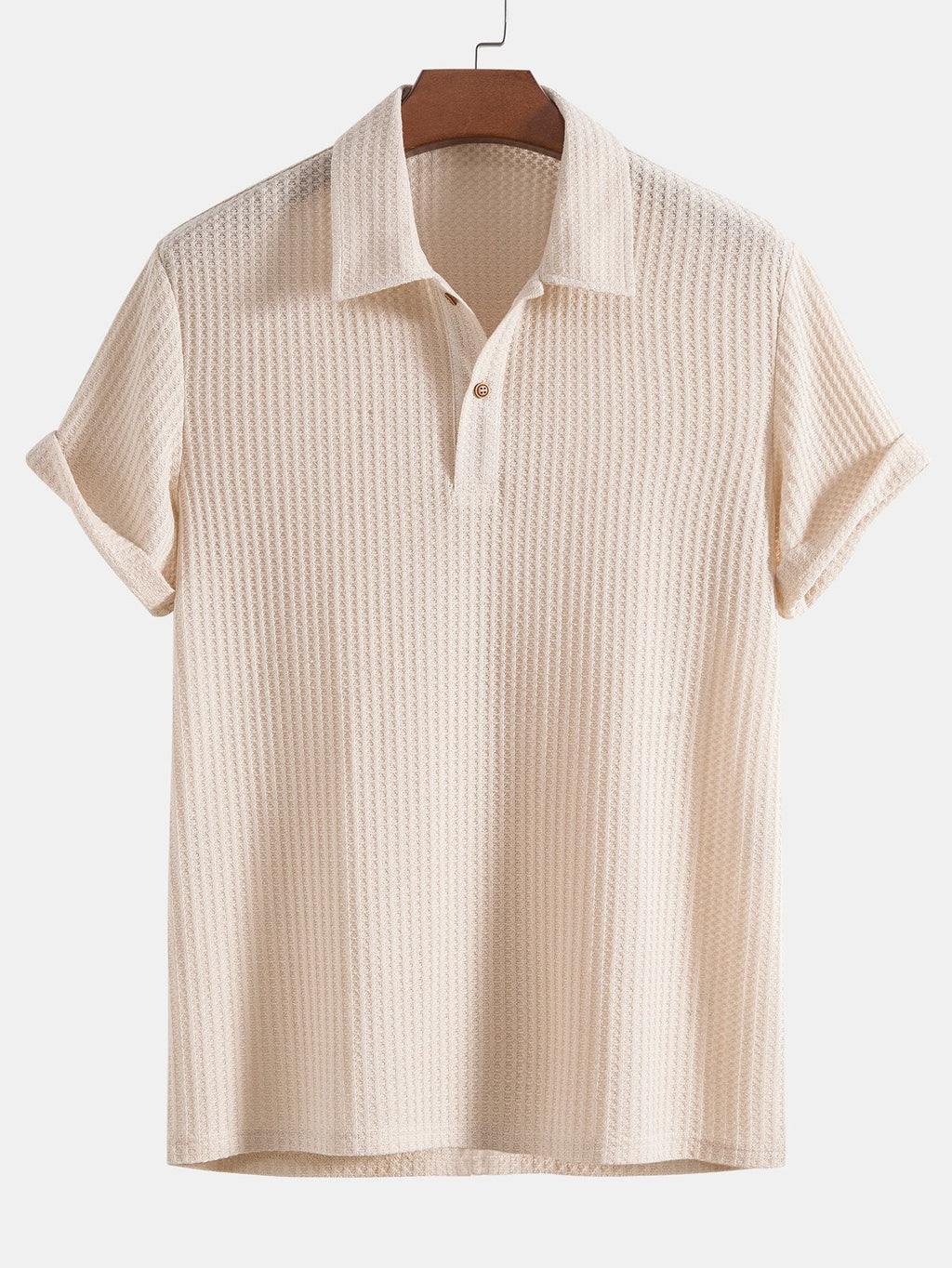 Knitted Waffle Polo Shirt & Waffle Drawstring Shorts