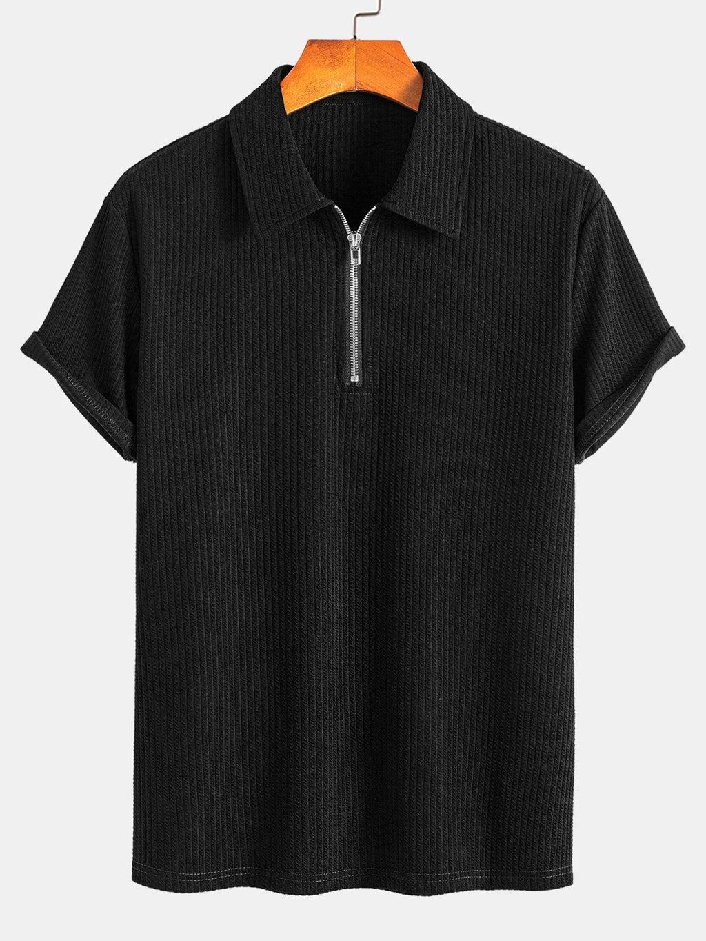 Muscle Fit Ribbed Half Zip Polo & Shorts