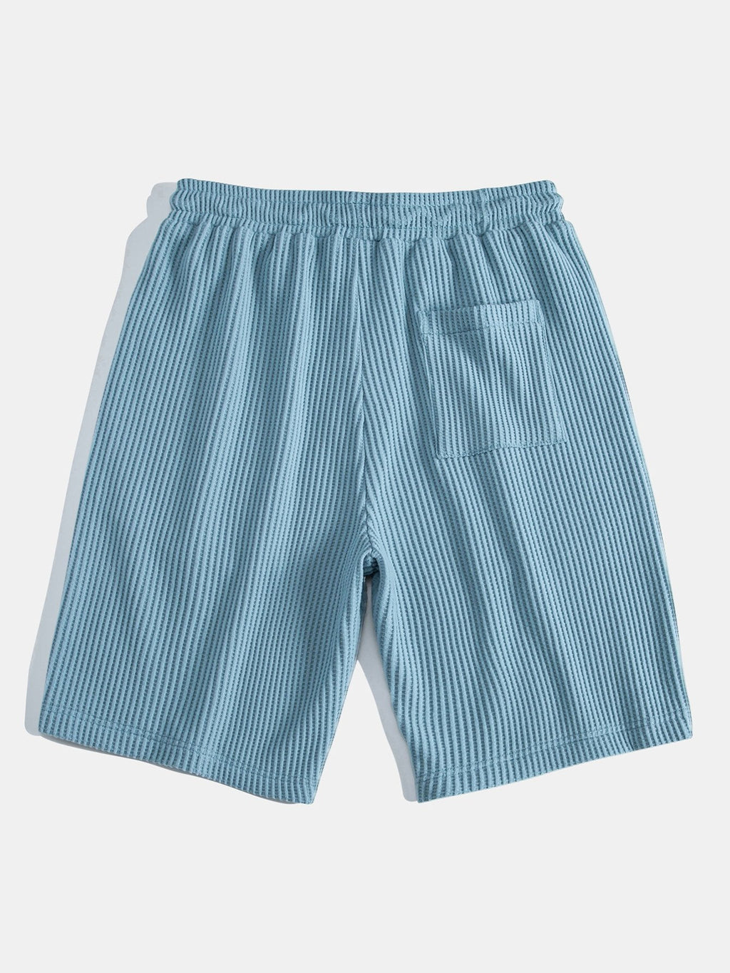 Waffle Johnny Collar Polo With Pocket & Drawstring Knitted Waffle Shorts