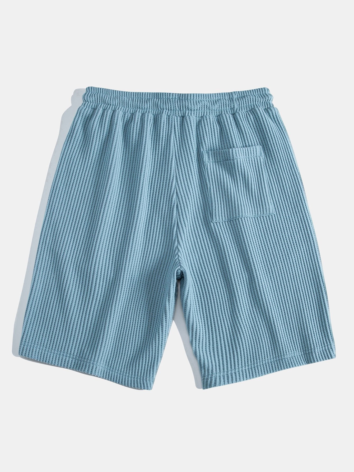 Waffle Johnny Collar Polo With Pocket & Drawstring Knitted Waffle Shorts