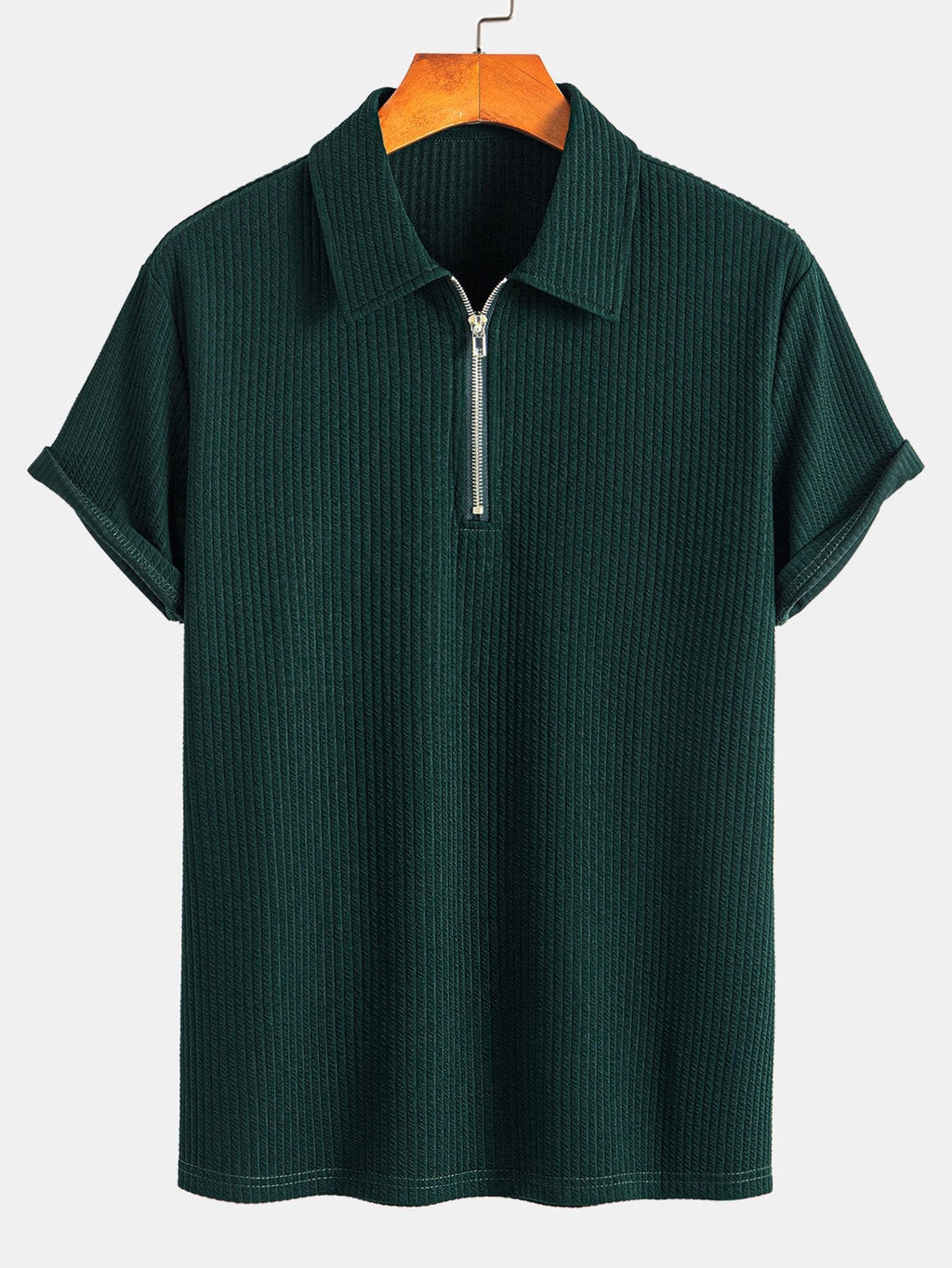 Muscle Fit Ribbed Half Zip Polo & Shorts